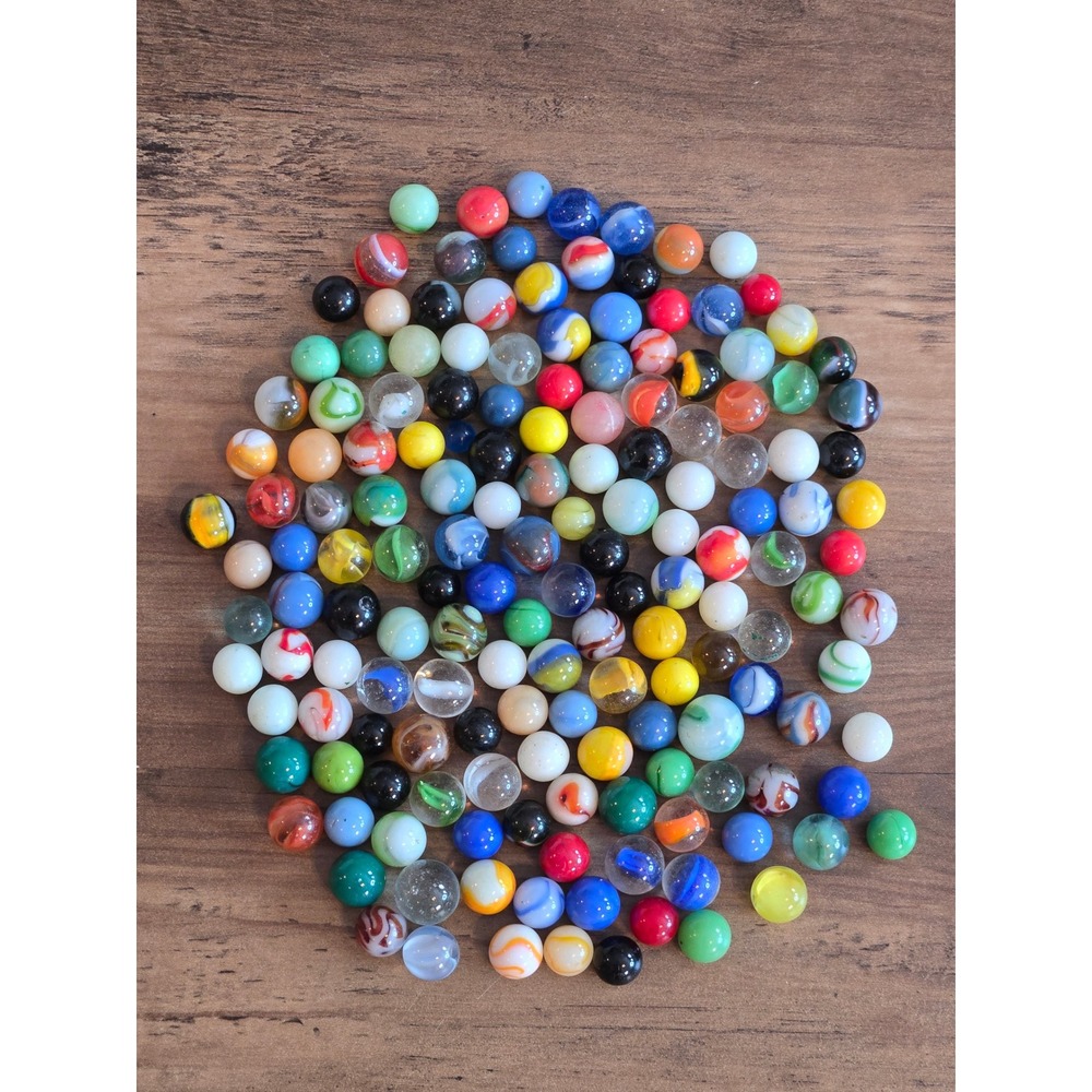 Vintage Glass Marbles Lot Assorted Colors Sizes Cats Eye Swirl Opaque 150+ Count